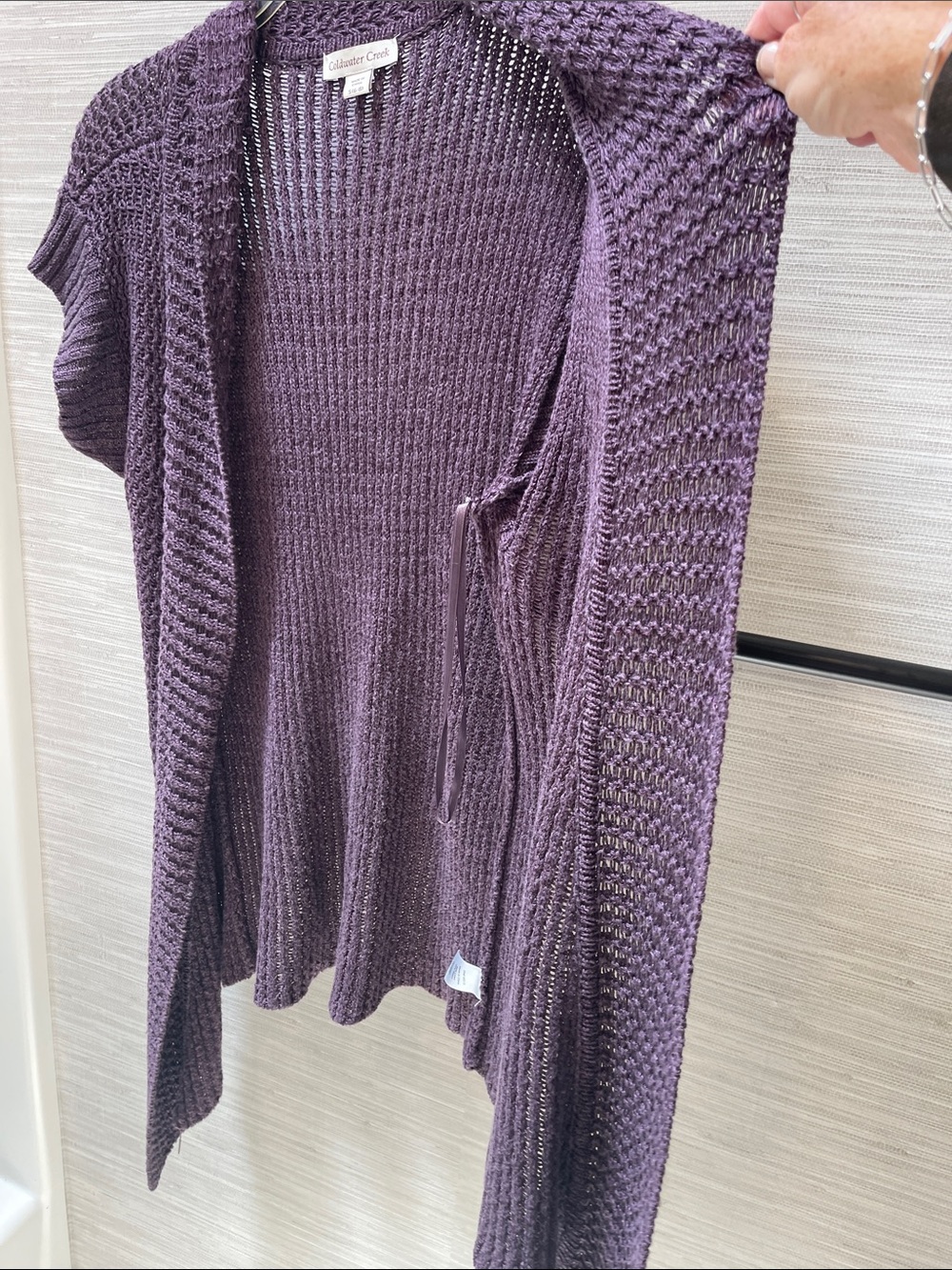 Coldwater Creek Plum Open-Front Knit Cardigan - Picture 4 of 7